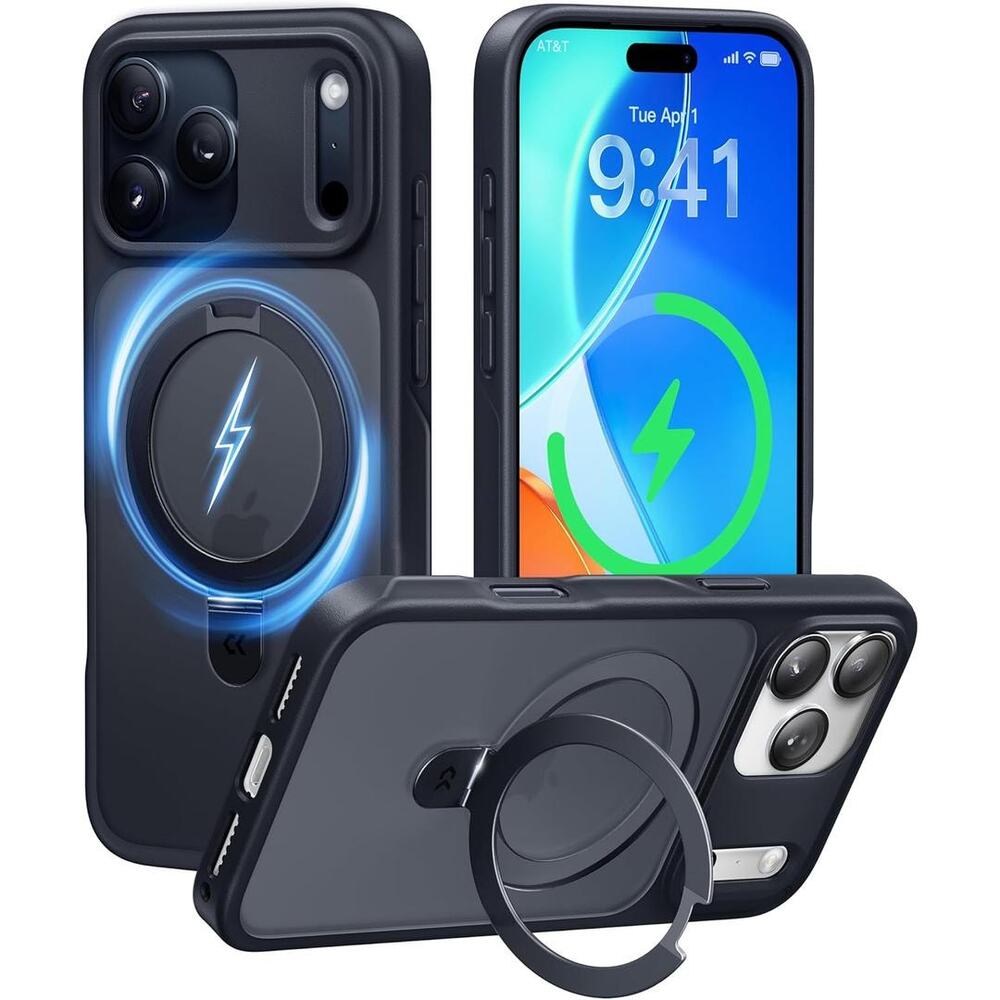 CASEKOO Ultra-Magnetic Stand iPhone 17 Pro Case - Black